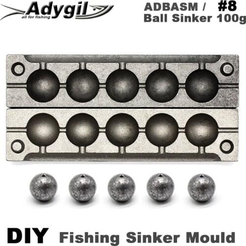 Adygil DIY Fishing Ball Sinker Mould ADBASM/#8 Ball Sinker 100g 5 Cavities