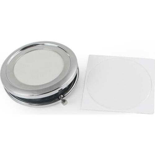 Silver Sublimation compact mirror Metal Pocket Mirror With Doming epoxy sticker