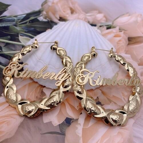 XOXO Earrings Custom Hoop Earrings Customized Name Earrings Bamboo Style Custom Earrings For Women Gift