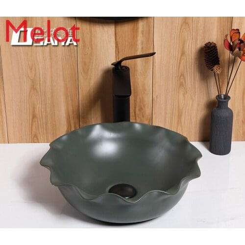 Nordic wind flower table basin art basin bathroom home ceramic basin basin washbasin wash basin washbasin