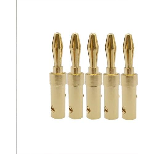 5Pcs 4mm Banana Plugs Copper Gold Plated Audio Speaker Cables Wire Connectors For Amplifier