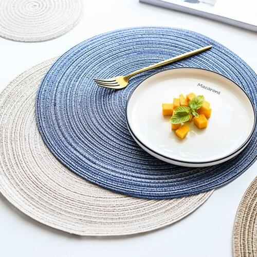 Foldable Round Placemat Hand-woven Tabletop Heat Insulation Non-slip Bowl Mat Japanese Style Ramie Placemat Coaster