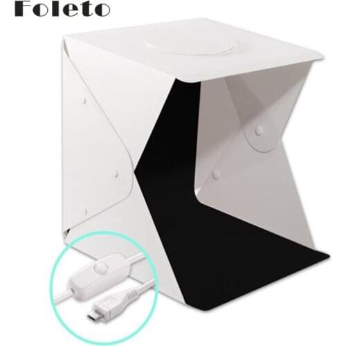 Foleto 40cm Mini Folding Softbox Studio Portable Photography Desktop LED Light Photo Soft Box Built-in button Background Upgrade