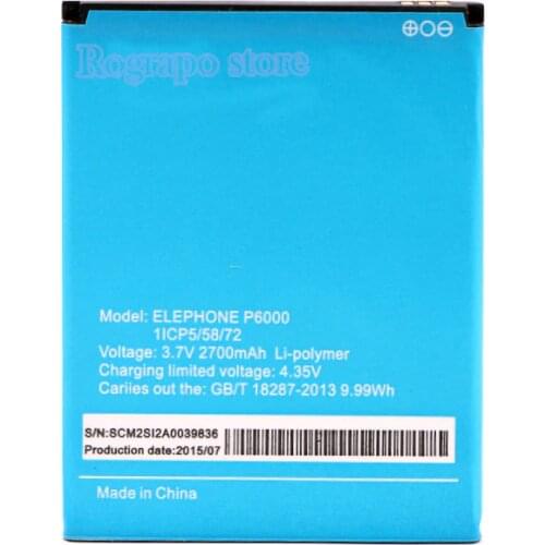 2700mAh Elephone P6000 Replacement Battery For Elephone P6000S MTK6732 Quad Core Android 5" 1280x720 Mobile Phone