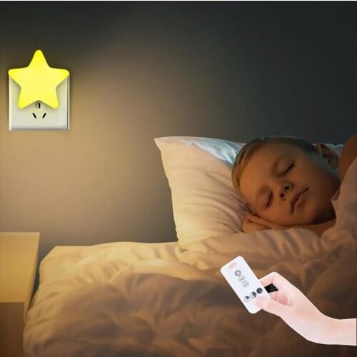 LED Cute Star Remote Control Night Light Sense Control Pentagonal Light Soft Light Care Sleep Home Bedroom Study Night Light