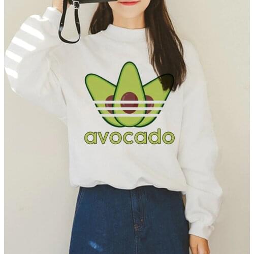 Avocado Harajuku Ullzang Small Fresh Warm Hoodies Women Vegan Kawaii Cartoon Print Sweatshirts 90s Graphic Fashion Hoody Female