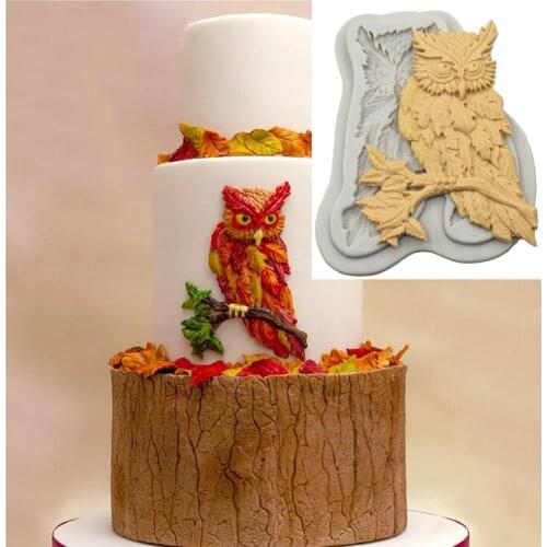 Leaf Owl Tools Candy Clay Chocolate Gumpaste Mould Silicone Cake Mold Birthday Party Decorating Autumn Mould Leaves Fondant