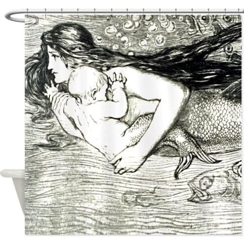 Amelia Bauerle Mermaid Decorative Fabric Shower Curtain Bathroom Waterproof