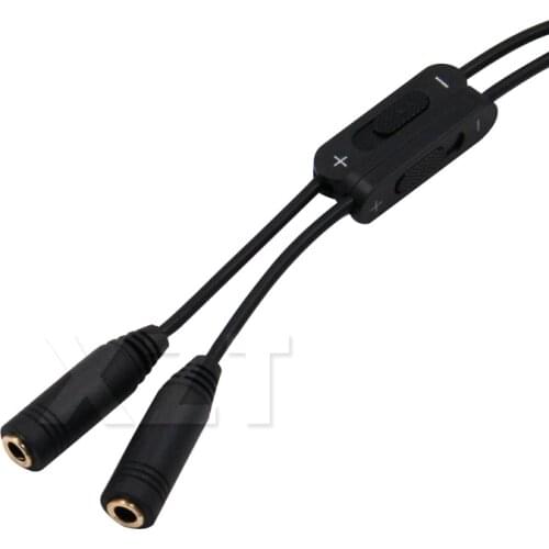 3.5mm Male to 2 Female Stereo Audio Y Splitter Adapter Cable w/ Volume Control