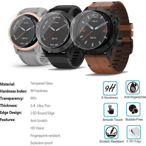 2/3/5pcs Tempered Glass Clear Protective Film For Garmin Fenix 6 6s 6X Pro Solar Fenix 5 Watch Screen Protector Cover Protection