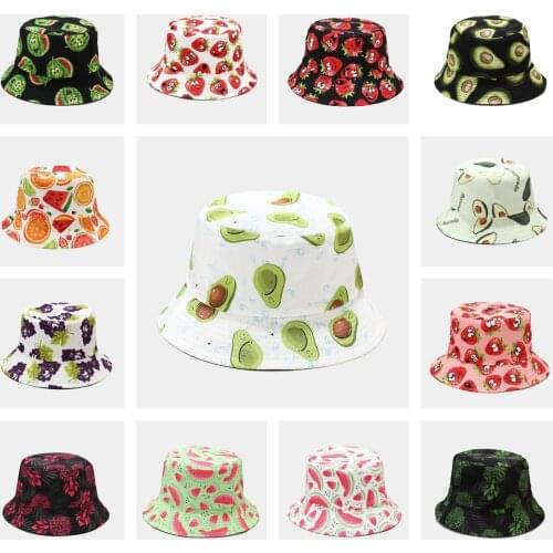 Womens creative bucket fruit pattern designer hat hats women summer outdoor leisure sunshade cap all-match sunscreen basin hat