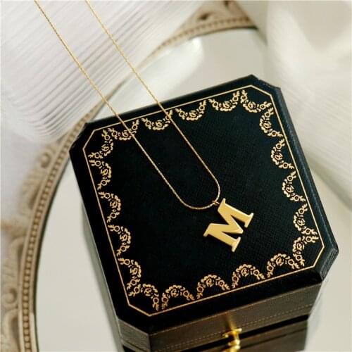 RHYSONG Simple M Letter Pendant Necklace 316L Stainless Steel Female Gold Color Jewelry For Women Korean Fashion Collier Femme