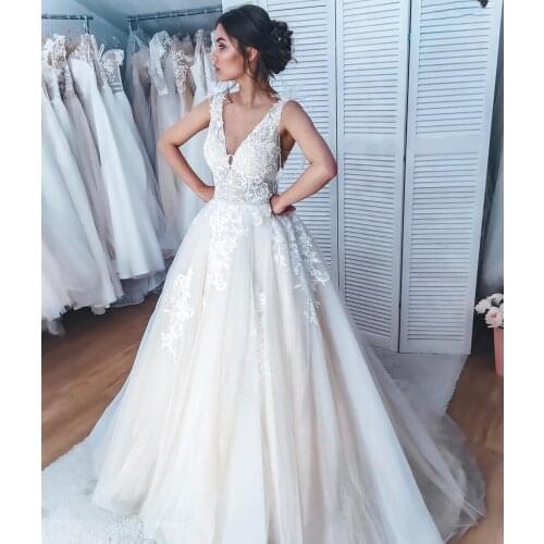 Mermaid Wedding Dress Sleeveless Vestidos de novia Vintage V Neck Lace Appliques Bridal Gown Backless Wedding Gowns