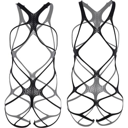 1PCS Gay Bodysuit Sexy Lingerie Male Underwear Mesh Large Mesh Sleepwear Sex Uniform