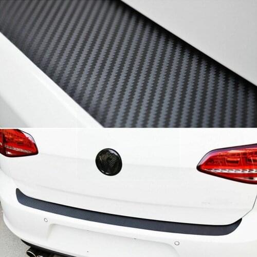 1pcs 4D Carbon Fiber Rear Bumper Strip Vinyl Decal Auto Scuff Door Plate Sticker Sill Car Protector Car Sticker Part Q2C5