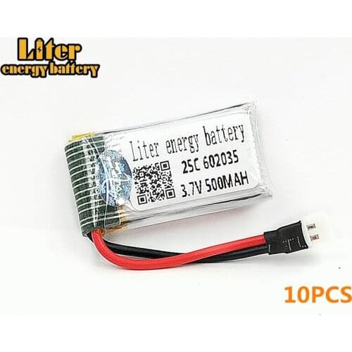 10pcs/lot Limskey Original H107 X4 H31 Spare Parts 3.7V 500mah 602035 Battery H31-011 Lipo battery For H31 XH plug 25C