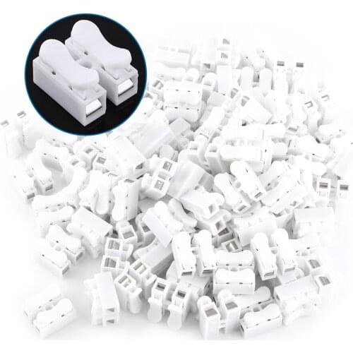 100pcs 10A 220V High Pressure Resistant 2 Pin Push Quick Wire Cable Connector White Wiring Terminal Block