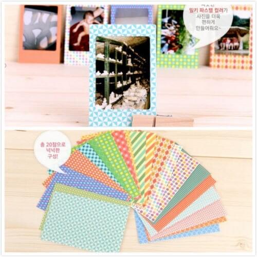 20Pcs/set DIY Photo Albums Scrapbook Decorative Paper Photos Frame For Instax Mini Film Home Decor