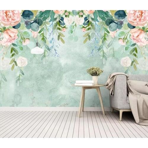 8d Northern Europe hand painted Wall paper Mural 3D Watercolor Cartoon Flower Wallpaper sticker paper For Living room Decor