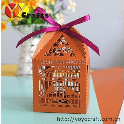 Cake accessory wedding supplies "love birds" laser cutting silver wedding favor boxes 2017