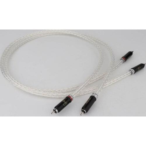 Hi-end 8AG Silver Plated OCC 16 Strand RCA to RCA Male Audio Cable with R1743 RCA Plug Interconnect Cable For CD Amplifier Hifi