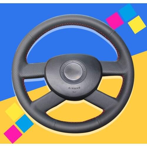 Auto Braid On The Steering Wheel Cover for Volkswagen VW Polo 2003-2006 Hand Stitched Car Cover Interior Accessories Car-styling