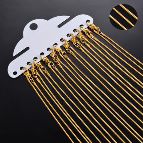 Wholesale 12cs/lot 1.2mm Gold Silver DIY Snake Chain Charms Link Necklace with Lobster Clasps for Jewelry Making