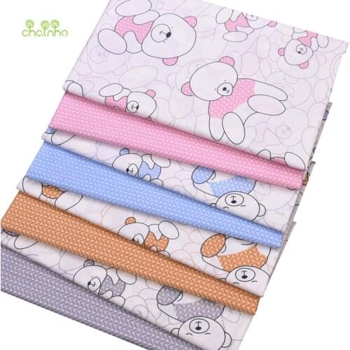 Chainho,2019 New Cute Bear Series,Printed Twill Cotton Fabric,Patchwork Clothes For DIY Sewing Quilting Baby&Childrens Material