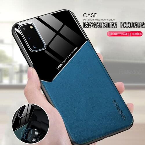 S 20 fe case for samsung s20fe case leather texture magnetic car holder silicone cover gelaxi s20 fe note 20 s21 s 21 ultra plus