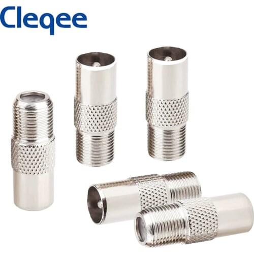 Cleqee 5PCS TV Male Quick Plug to F Female Adapter TV Antenna Coaxial F Connector TV Coaxial Plug