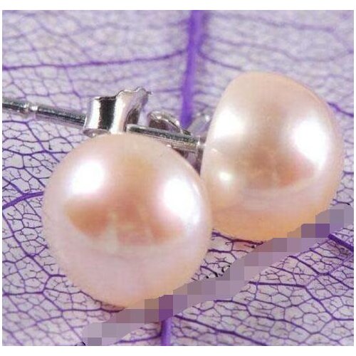 Shipping >7-8mm Genuine Natural Pink Akoya Pearl Stud Earrings AAA+ peruca hair queen ladys mujer moda