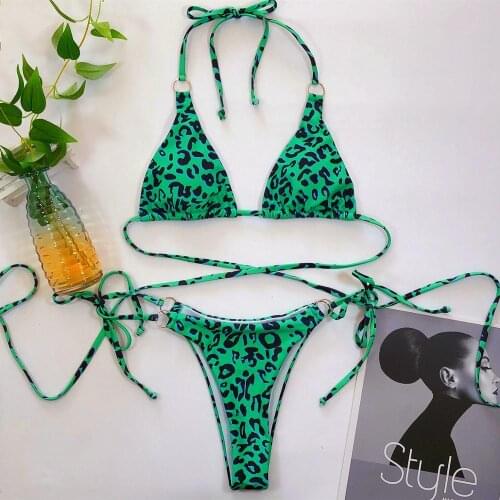 Europe and the United States 2020 AliExpress hot style ladies split swimsuit new leopard bikini hot sale halter bikini YY-11
