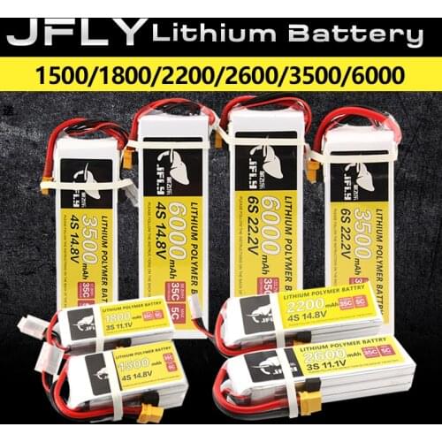 JFLY Lipo Battery 3S 4S 6S 11.1v 14.8V 22.2v 1500mah 1800/2200/3500/6000mah 35C 25C Battery XT60-T Deans plug