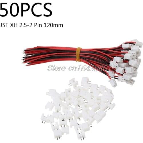 50 Sets JST XH 2.5-2 Pin Battery Connector Plug Female & Male with 120MM Wire G18 Whosale&DropShip
