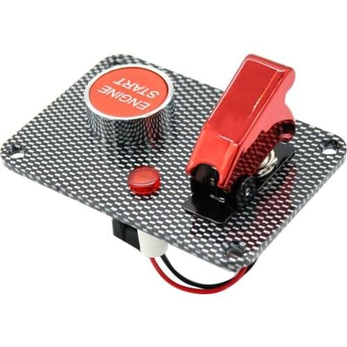 Car Marine Boat RV Start Push Button + Toggle Switch With Red Cover Panel