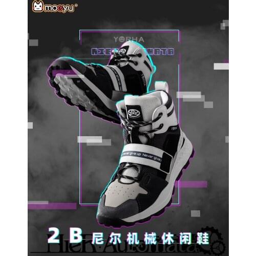 New Anime Nier Automata 2B Cosplay Shoes Fashion High Top Men Running Sneakers Casual Breathable Lace up Footwear Women Student