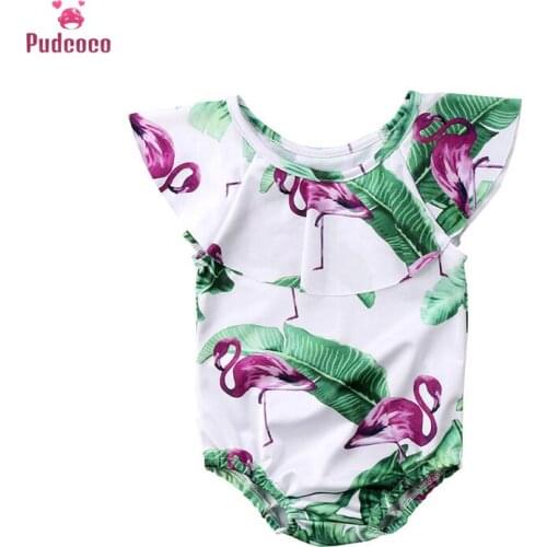 2020 Hot 0-4T Baby Girls Swimwear Ruffles Style Cartoon Printed One Piece Swimsuits Bikini Beach Bathing Suits