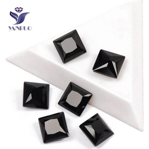 YANRUO 4447 Princess Square Jet Rhinestones Strass Crystal Needlewrok Frame Trim Rhinestones For Manuality Sewn Stones