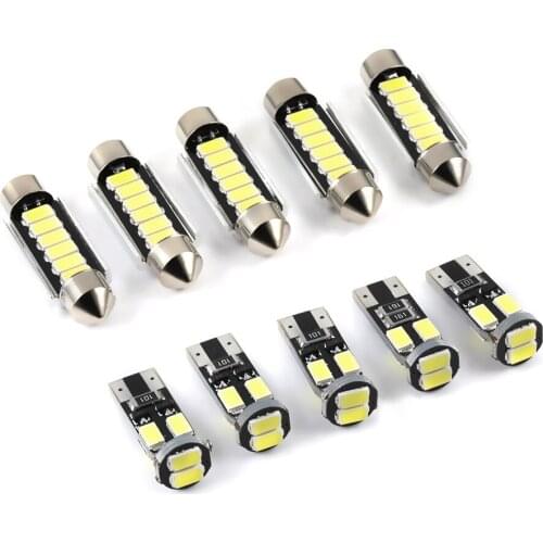 10pcs Perfect White Canbus Error Free LED Bulb Interior Dome Map Overhead Light Kit For Audi A6 C5 1997-2004