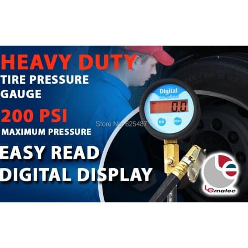 LEMATEC Car LCD Digital Tire Pressure Gauge Tyre Meter Manometer With Deflator Hose for Cars Trucks Motorcycles Bikes