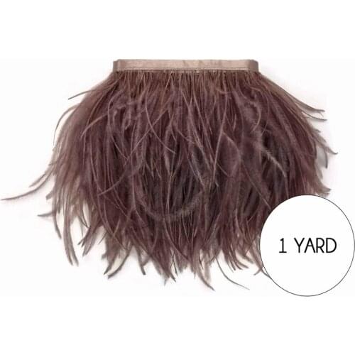 1 Meters Natural Leather Pink Ostrich Feather Trims Ribbon 10-15CM Plumes For Wedding Party Dress Sewing Accessory Plumes Crafts