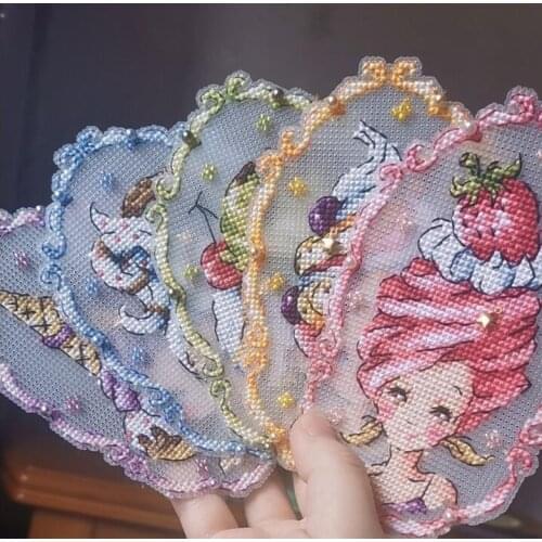 Refrigerator magnet cream girl Cross stitch DMC set Creative Gift Handmade metal bookmark fairy tale princess series