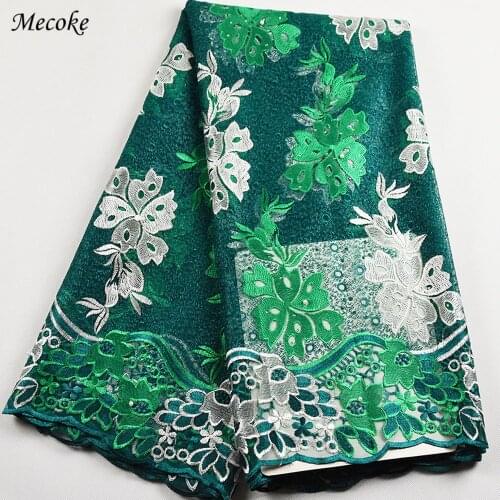 Mecoke Twin Colors Embroidery net African Lace fabric 2021 red Diamonds Wedding clothing Dress High Quality French mesh Lace