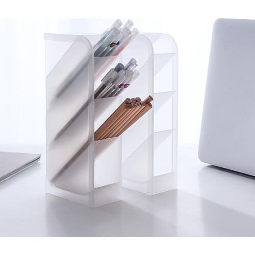 Multi-Purpose 4 Grid Desk Accessories Table Organizer Pen Holder Office School Storage Supplies Makeup Box Pen Pencil Stand