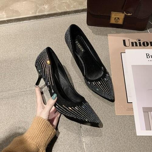 2020 fashion elegant high heels sequin cloth pointed stilettos simple and comfortable wedding bridal Female shoes zapatos U22-52