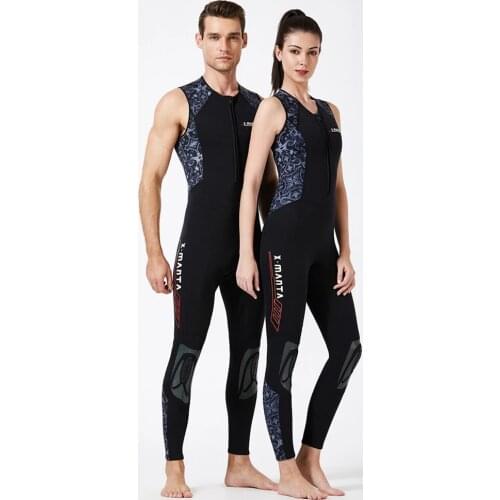 Mens Neoprene Wetsuit 3mm Long John Fullsuit - Front Zip One Piece Diving Suits Sleeveless Wet Suit for Water Sports- Stretch