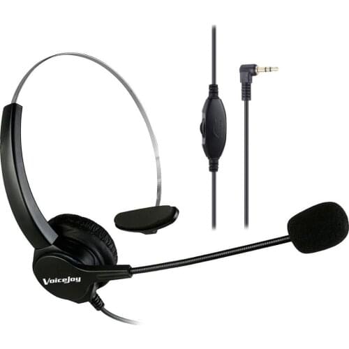 Volume and Mute headset with 2.5mm Plug Monaural Headset for Desk Phones,Hands-Free Noise Cancelling Headphone with Mic