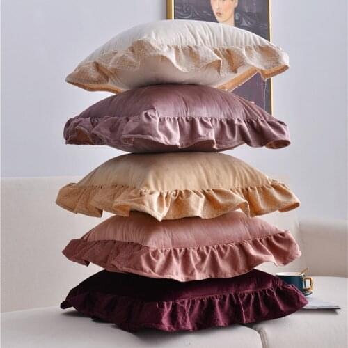 Nordic Fish Scales Jacquard Ruffle Cushion Cover Velvet Sofa Cushion Pillow Cover Home Decorative Pillowcase 45X45Cm