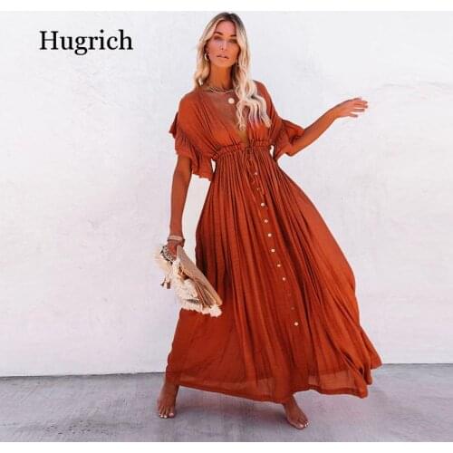 2021 New Sexy Lotus Leaf Short Sleeve Big Swing Beach Wear Bikini Cover Up Drawstring Holiday Summer Cardigan Dress