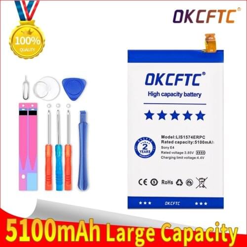 NEW OKCFTC Phone Battery LIS1574ERPC For Sony Xperia E4 E2003 E2033 E2105 E2104 E2115 5100mAh Replacement Phone Batteries